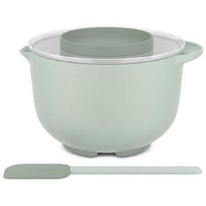 Mepal Rührschüsselset (3l Schüssel + Deckel + Teigschaber), Salbeigrün, Kunststoff, 3-teilig, 16 cm, Backen, Backhelfer, Rührschüsseln