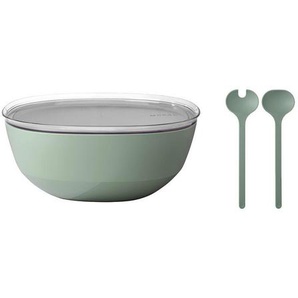 Mepal Salatset Silueta, Salbeigrün, Kunststoff, 2-teilig, rund, 12.7 cm, schadstofffrei, lebensmittelecht, Essen & Trinken, Geschirr, Schalen &