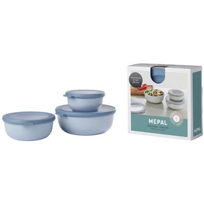 Mepal Schüsselset Cirqula, Klar, Hellblau, Kunststoff, 3-teilig, rund, 19x8x19.2 cm, lebensmittelecht, auslaufsicher, luftdicht, aromadicht,