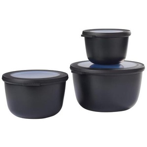 Mepal Schüsselset Cirqula, Schwarz, Kunststoff, 3-teilig, rund, lebensmittelecht, auslaufsicher, luftdicht, aromadicht, stapelbar, Essen & Trinken,
