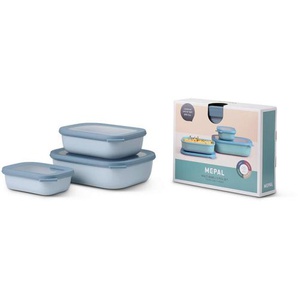 Mepal Vorratsdosenset Cirqula, Blau, Kunststoff, 3-teilig, 0.5 L, 25.0x20.0x7.0 cm, mikrowellengeeignet, auslaufsicher, Deckel mit Sichtfenster,