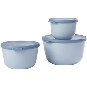 Mepal Vorratsdosenset Cirqula, Klar, Hellblau, Kunststoff, 3-teilig, 0.5 L, 19x12x19.2 cm, auslaufsicher, lebensmittelecht, luftdichter Verschluss, mikrowellengeeignet, Küchenzubehör, Vorratsbehälter, Vorratsdosen Sets
