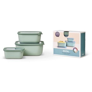 Mepal Vorratsdosenset Cirqula, Klar, Mintgrau, Kunststoff, 3-teilig, 0.75 L, 25.0x20.0x15 cm, auslaufsicher, Deckel mit Sichtfenster, lebensmittelecht, mikrowellengeeignet, Küchenzubehör, Vorratsbehälter, Vorratsdosen Sets