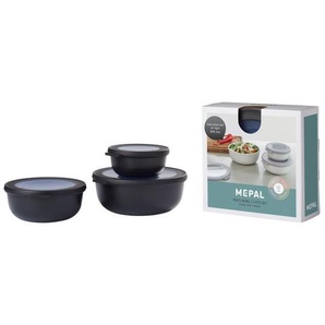Mepal Vorratsdosenset Cirqula, Schwarz, Kunststoff, 3-teilig, 0.35 L, auslaufsicher, lebensmittelecht, stapelbar, Deckel mit Sichtfenster,