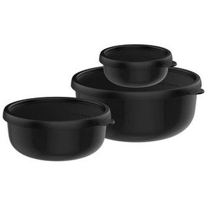 Mepal Vorratsdosenset Lumina, Schwarz, Kunststoff, 3-teilig, 0,250 L, 19.4x8.3x19.6 cm, auslaufsicher, lebensmittelecht, luftdichter Verschluss, stapelbar, Küchenzubehör, Vorratsbehälter, Vorratsdosen Sets