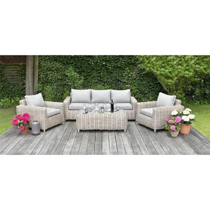 Merando Gartenlounge Set - Polyrattan, beige, für 5 Personen, wetterfest, Garten Sitzgruppe, Rattan Loungegarnitur bellavista Home&Garden Green Spirit