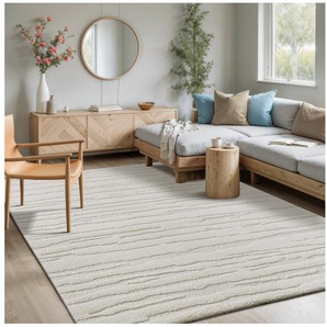 merinos Teppich Elio 2, rechteckig, Höhe: 16 mm, moderner Kurzflor Teppich mit Hoch-Tief-Effekt, 3D Effekt