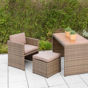 Balkonset MERXX Merano Wicker Sitzmöbel-Sets beige (naturfarben) Outdoor Möbel