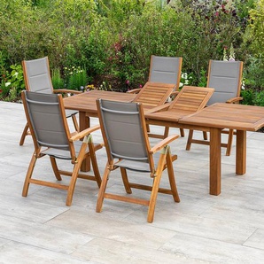 MERXX Garten-Essgruppe Acapulco, (7-tlg), 6 Stühle mit ausziehbarem Tisch