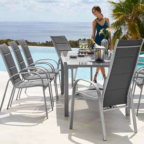 Garten-Essgruppe MERXX Amalfi Deluxe Sitzmöbel-Sets grau Outdoor Möbel