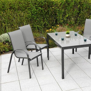 MERXX Garten-Essgruppe Amalfi, (Set, 5-tlg), 4 Stapelsessel, Tisch