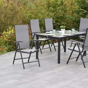 MERXX Garten-Essgruppe »Amalfi«, (Set, 7-tlg., 5-fach verstellbare Rückenlehne), Tisch: LxB: 150x90 cm