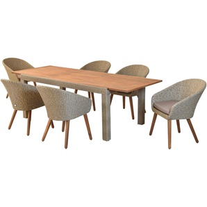MERXX Garten-Essgruppe »Arrone«, (Set, 7-tlg), Sesselbeine aus Akazienholz