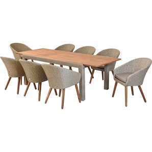 MERXX Garten-Essgruppe »Arrone«, (Set, 9-tlg), Sesselbeine aus Akazienholz