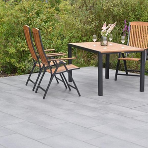 MERXX Garten-Essgruppe »Athos«, (Set, 5-tlg., 5-fach verstellbare Rückenlehne, Aluminium mit Akazienholz), Tisch: LxB: 150x90 cm
