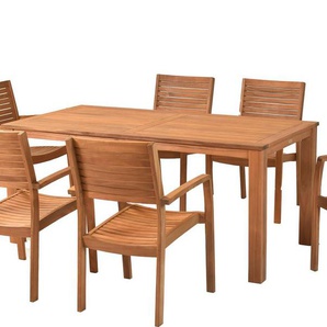 MERXX Garten-Essgruppe »Batavia«, (Set, 7-tlg), moderne Landhausoptik in warmen Holznuancen