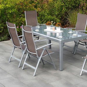 MERXX Garten-Essgruppe Carrara, (7-tlg., 6x Sessel, 1x Tisch 190x100x75,5 cm)