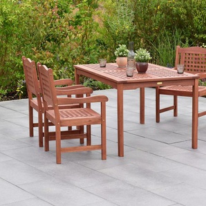 MERXX Garten-Essgruppe »Lima«, (Set, 5-tlg., Geöltes Eukalyptusholz), Tisch: LxB: 147x90 cm