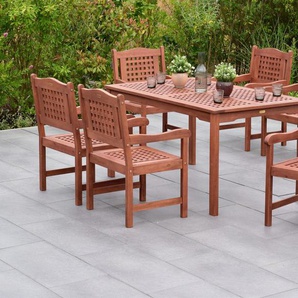 MERXX Garten-Essgruppe »Lima«, (Set, 7-tlg., Geöltes Eukalyptusholz), Tisch: LxB: 147x90 cm