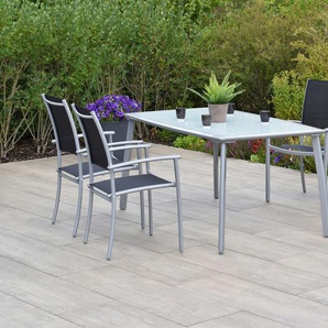 MERXX Garten-Essgruppe »Milano«, (Set, 5-tlg., Pulverbeschichtetes Aluminiumgestell), Tisch: LxB: 150x90 cm