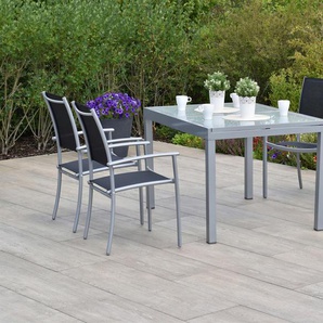 MERXX Garten-Essgruppe »Milano«, (Set, 5-tlg., Pulverbeschichtetes Aluminiumgestell), Tisch ausziehbar: LxB: 120-180 x 90 cm