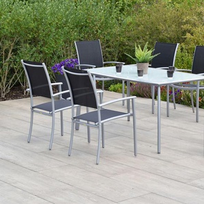 MERXX Garten-Essgruppe »Milano«, (Set, 7-tlg., Pulverbeschichtetes Aluminiumgestell), Tisch: LxB: 150x90 cm