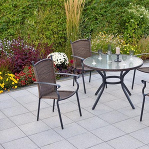 MERXX Garten-Essgruppe »Roma«, (Set, 5-tlg., Pulverbeschichtetes Aluminiumgestell), Tisch: Øx H: 104x74 cm