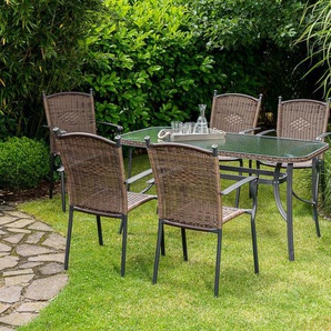 MERXX Garten-Essgruppe »Roma«, (Set, 7-tlg., Pulverbeschichtetes Aluminiumgestell), Tisch: LxB: 150x80 cm