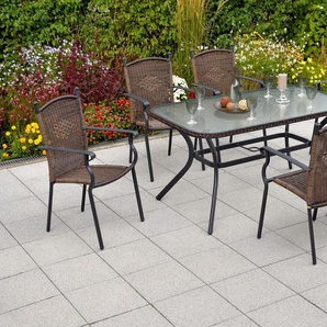 MERXX Garten-Essgruppe »Roma«, (Set, 7-tlg., Pulverbeschichtetes Aluminiumgestell), Tisch: LxB: 150x85 cm