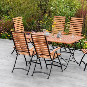MERXX Garten-Essgruppe Schloßgarten, (7-tlg), 6 Klappsessel mit Tisch