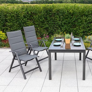 MERXX Garten-Essgruppe Taviano, (Set, 5-tlg), 4 Klappsessel, 5-fach verstellbar, Ausziehtisch