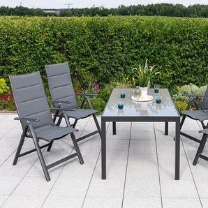MERXX Garten-Essgruppe Taviano, (Set, 5-tlg), 4 Klappsessel, 5-fach verstellbar