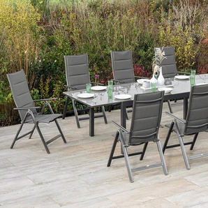 MERXX Garten-Essgruppe Taviano, (Set, 9-tlg), 8 Klappsessel, 5-fach verstellbar, Ausziehtisch