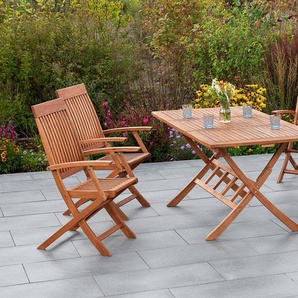 MERXX Garten-Essgruppe Comodoro, (5-tlg), 4 Klappsessel mit ausziehbarem Tisch
