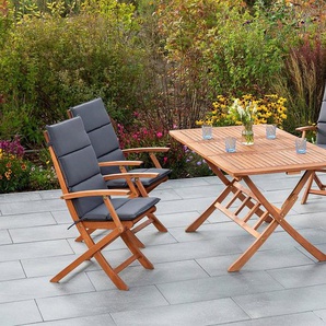 MERXX Garten-Essgruppe Comodoro, (5-tlg), 4 Klappsessel mit ausziehbarem Tisch