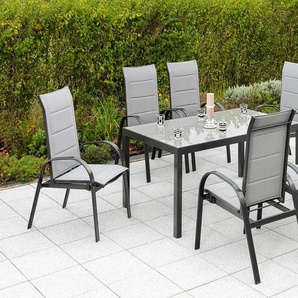 MERXX Garten-Essgruppe Marini, (7-tlg), 6 Klappsessel mit Tisch