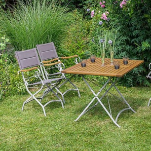 MERXX Garten-Essgruppe Prinzengarten, (Set, 5-tlg), 4 Klappsessel mit Klapptisch
