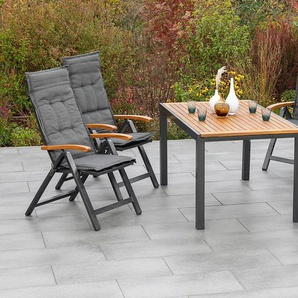 MERXX Garten-Essgruppe Tilos, (5-tlg), 4 Klappsessel mit ausziehbarem Tisch