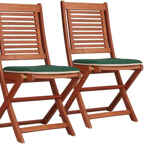 MERXX Gartenstuhl Cordoba (Set, 2 St), 2er Set, Eukalyptus, klappbar, braun, inkl. Wendeauflage