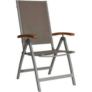 Gartenstuhl MERXX Menorca Stühle Gr. B/H/T: 60 cm x 111 cm x 65 cm, 2 St., Aluminium, grau Gartenstühle Stühle Armstützen aus Akazie, verstellbare Rückenlehne