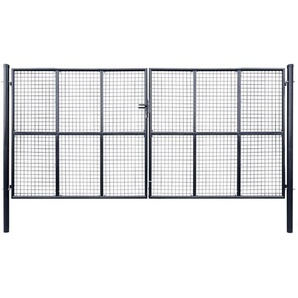 Gitter-Gartentor Verzinkter Stahl 415 x 200 cm Grau