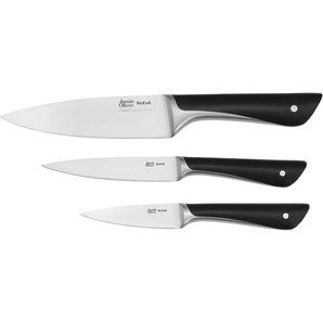 Messer-Set TEFAL K267S3 Jamie Oliver Kochmesser-Sets grau (schwarz, edelstahlfarben) Küchenmesser-Sets hohe Leistung, unverwechselbares Design, widerstandsfähiglanglebig