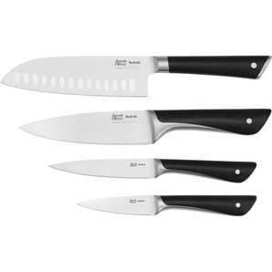 Messer-Set TEFAL K267S4 Jamie Oliver Kochmesser-Sets grau (schwarz, edelstahlfarben) Küchenmesser-Sets hohe Leistung, unverwechselbares Design, widerstandsfähiglanglebig