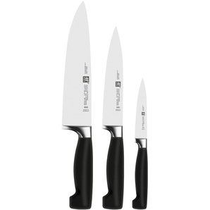 Messer-Set ZWILLING ****Vier Sterne Kochmesser-Sets silberfarben (schwarz, silberfarben) Küchenmesser-Sets Friodur-Stahl