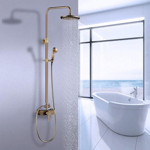 Auralum - Messing Duschsystem mit schwenkbarer Duscharm für die Wandmontage Badzimmer Duscharmatur Regendusche mit höhenverstellbar Duschstange