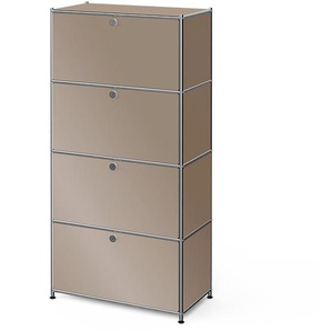 Metall-Highboard »CN3« mit 4 Klappenfächern, taupe