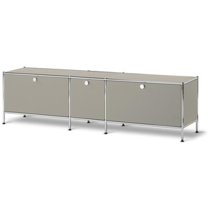 Metall-Lowboard »CN3« mit 3 Klappenfächern, hellgrau
