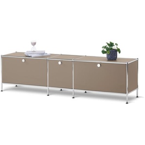 Metall-Lowboard »CN3« mit 3 Klappenfächern, taupe