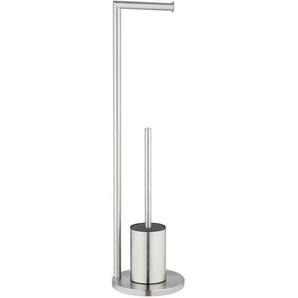 Wenko - Metall Stand WC-Garnitur Ferla in Mattsilber 18 x 69,5 cm - Satiniert