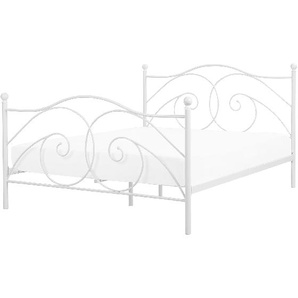 Komfortables Metallbett in romantischem Stil 140 x 200 cm weiß Dinard